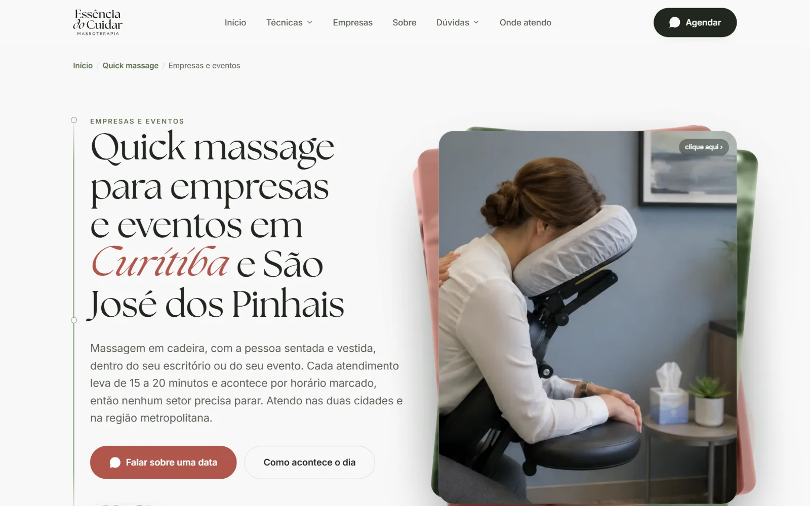 A quick massage pra empresas e eventos.