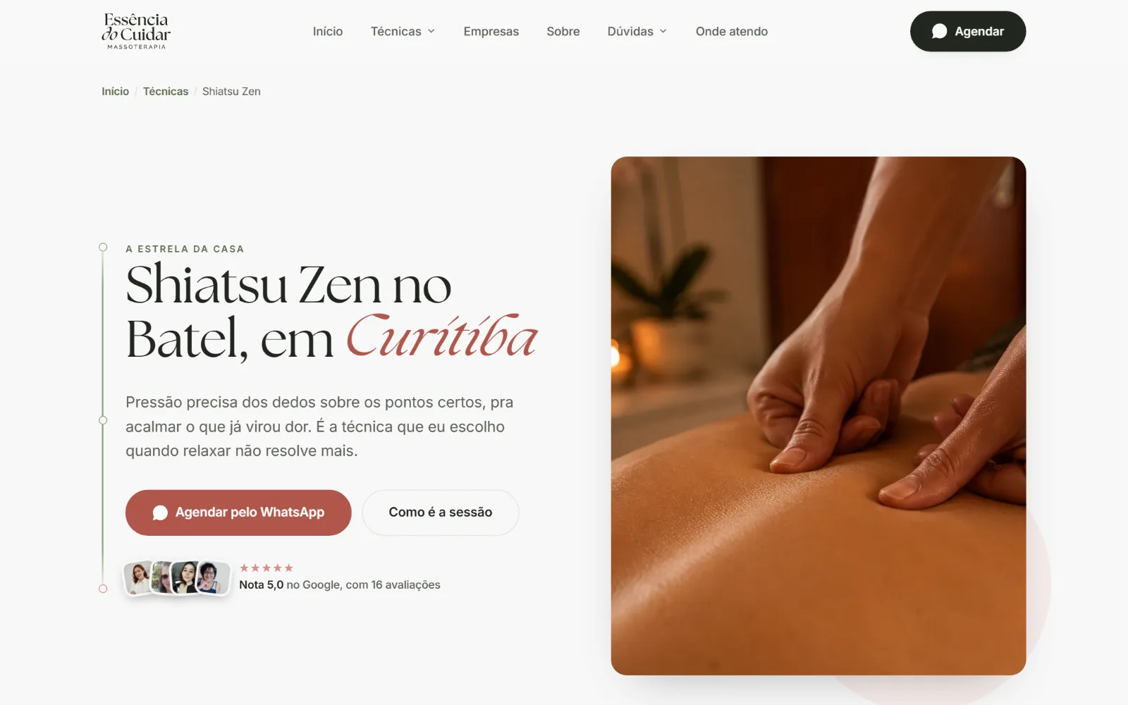 A página do shiatsu, uma das seis técnicas.