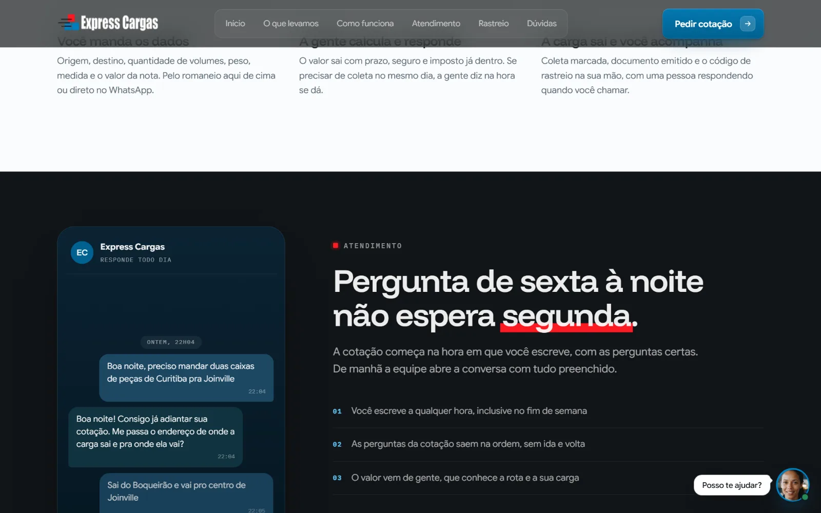 A cotação pedida numa sexta à noite, mensagem por mensagem.
