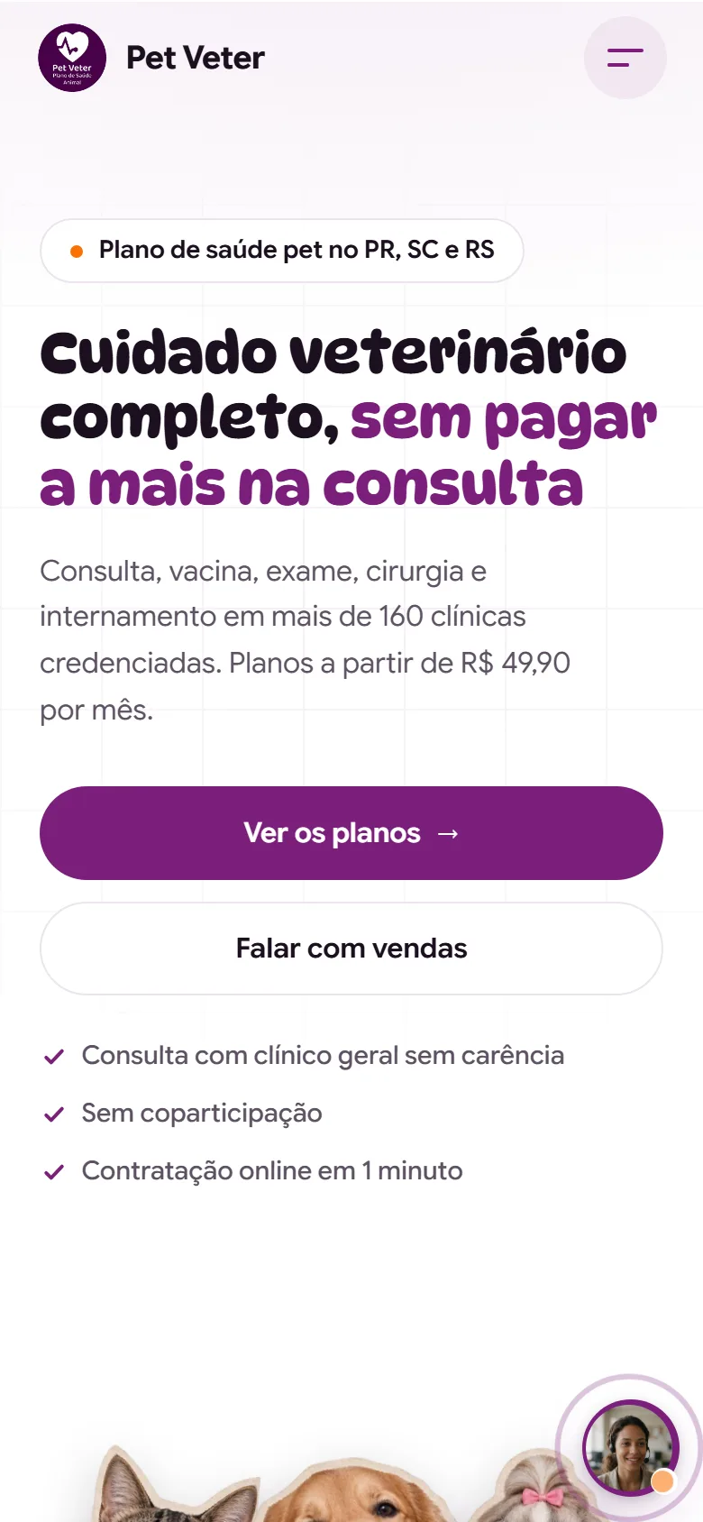 A home no celular, com o preço de entrada e os dois botões.