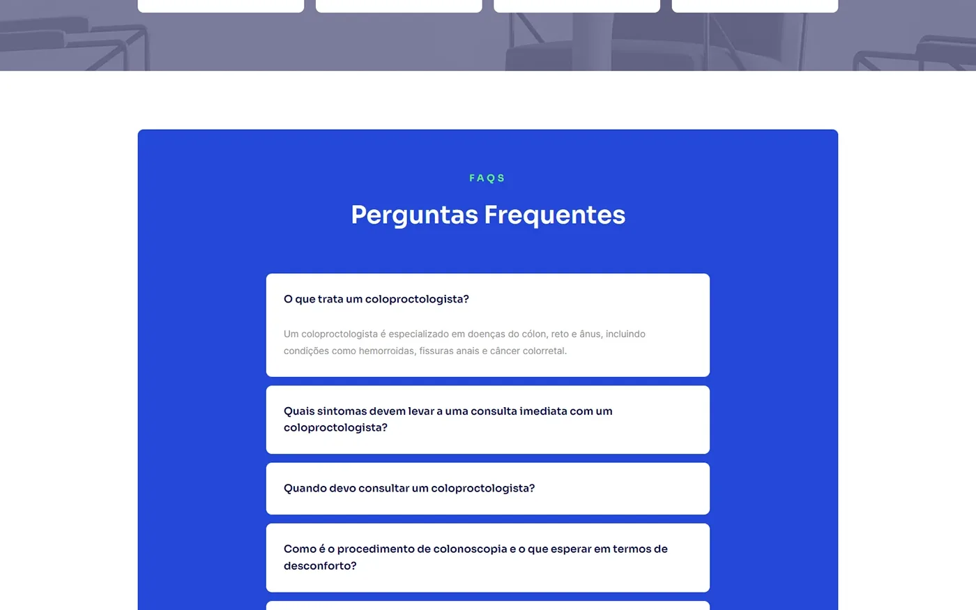 As perguntas frequentes.