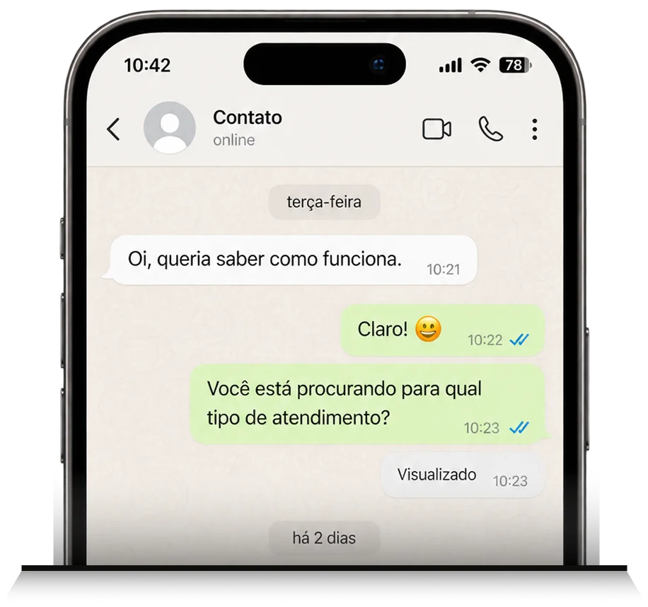 Conversa de WhatsApp em que a pessoa pergunta como funciona e depois some