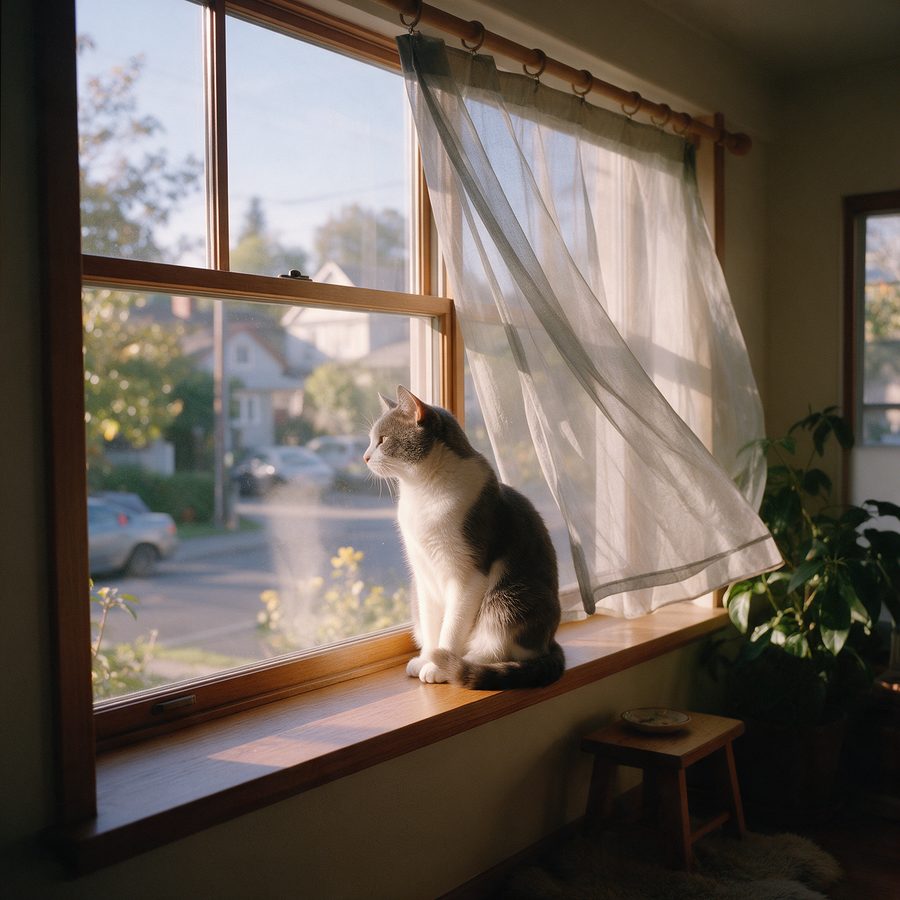 Gato olhando pela janela